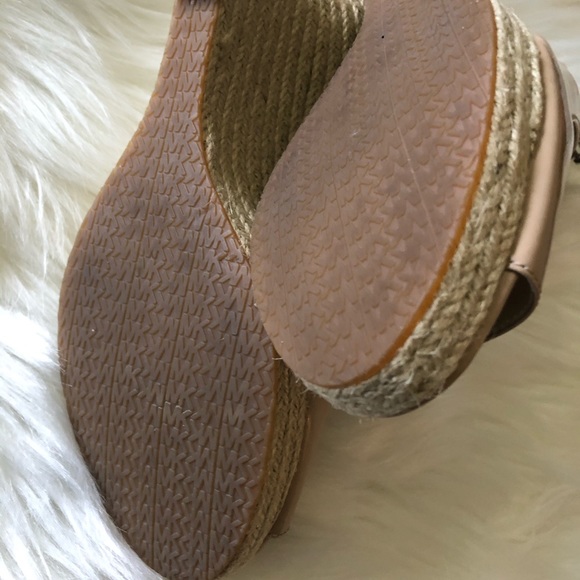 MICHAEL Michael Kors Leather Espadrille Slingback Peep Toe Heels Sz 7.5 - Picture 8 of 15